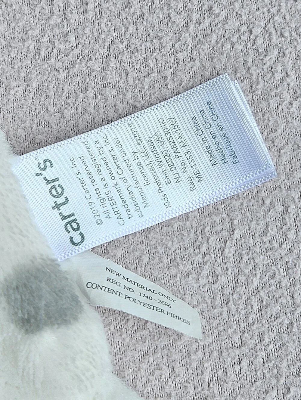Carters Grey White Polka Dot Bunny Rabbit Knots Plush Baby Security Blanket